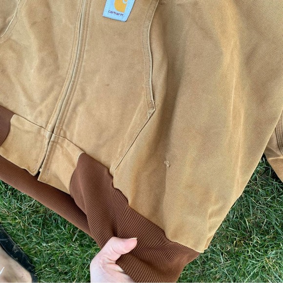 Carhartt VTG USA Union Chore Tan Duck Thermal Lined Hooded Jacket 4XL Full Zip - Picture 4 of 8